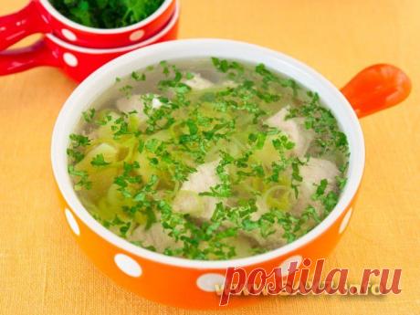 Суп с индейкой, картофелем и луком пореем