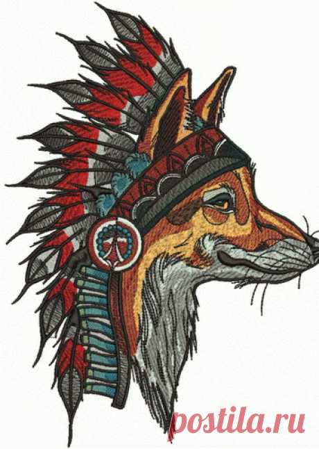 Indian fox 3 embroidery design Sizes: 125 × 172 mm, 133 × 183 mm, 141 × 194 mm, 147 × 203 mm, 155 × 213 mm, 162 × 223 mm, 173 × 239 mm. Formats: Bernina(art, exp), Brother(pec, pes, phc), Janome(jef, jef+), Melco(exp), Husqvarna/PFAFF(vip, vp3),  Tajima/Barudan(dst, dsb), Husqvarna(hus, shv), Singer(xxx).