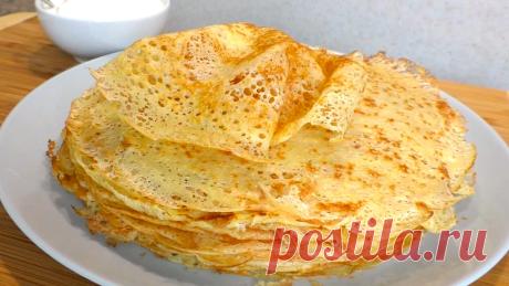 Лучшие КРУЖЕВНЫЕ ТОНКИЕ БЛИНЧИКИ без соды, разрыхлителя и дрожжей!🥞🥞🥞Воздушное тесто для блинчиков.