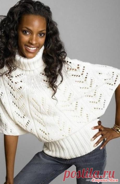 Пуловер-пончо с митенками-моя работа