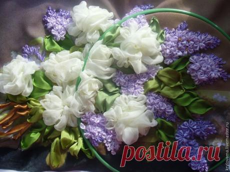 Вышитая лентами сирень. Автор мк Марина Крылова VL