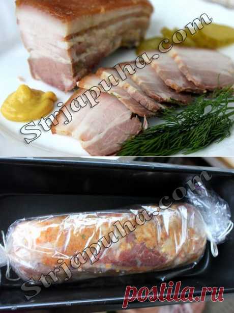 Сало, варёное в пакете (кульке) с чесноком
