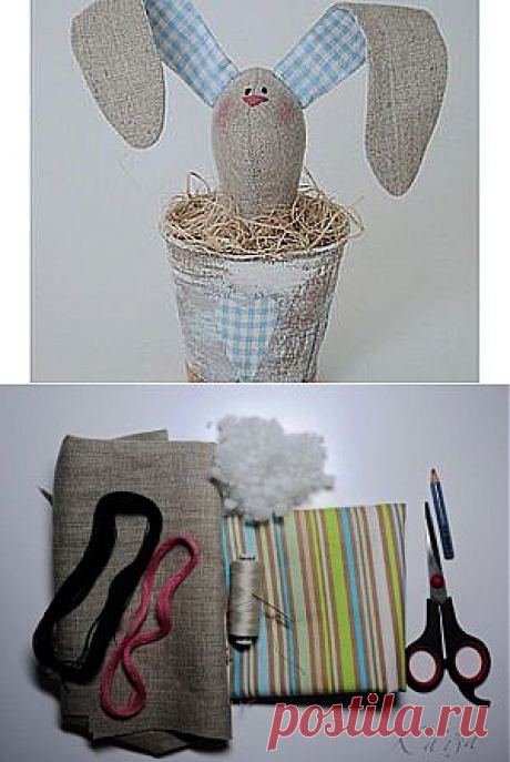 Пасхальный зайчик в горшочке. Тильда. Часть 1 - Ярмарка Мастеров - ручная работа, handmade