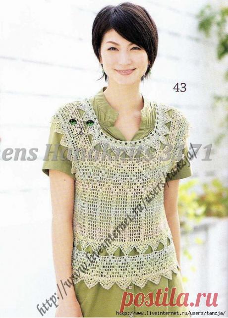 Кружевная безрукавка в филейной технике (крючок). Схемы. /