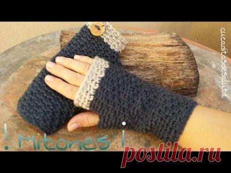 Mitones (Guantes sin dedos ) a Crochet / Punto cruzado