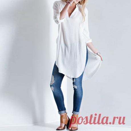 Платье , Новое лето стиль леди Elegent сексуальный с v образным вырезом длинная рубашки топы блузка разрез рубашка белый для женщины купить в магазине Andy's store 1 на AliExpress