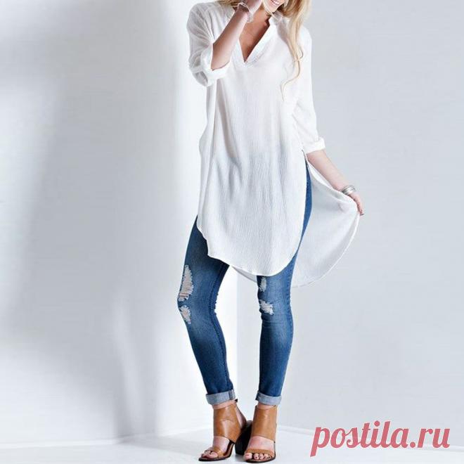 Платье , Новое лето стиль леди Elegent сексуальный с v образным вырезом длинная рубашки топы блузка разрез рубашка белый для женщины купить в магазине Andy's store 1 на AliExpress