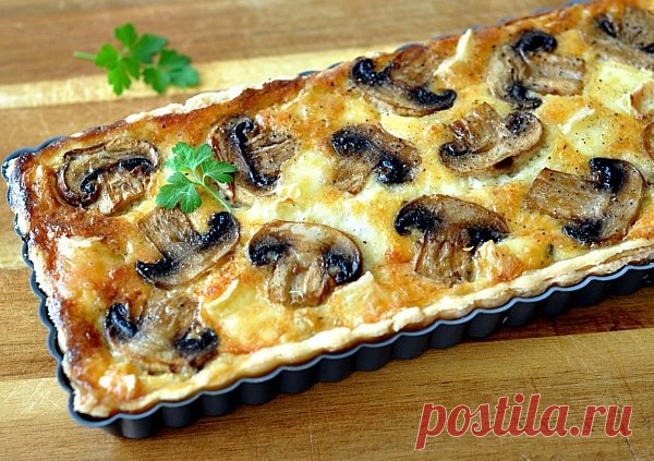 Киш с грибами и сыром