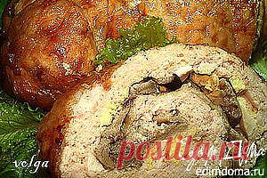 Куриный рулет, фаршированный яйцами и грибами | Кулинарные рецепты от «Едим дома!»