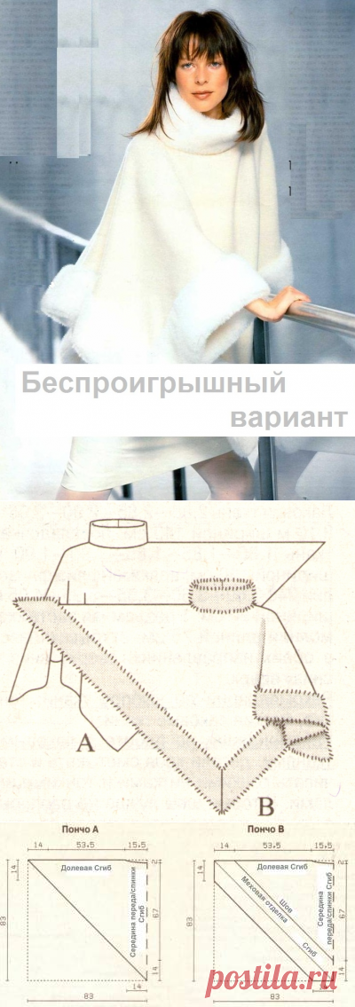 Шьем пончо с меховой отделкой. Выкройка и описание - РУКОДЕЛИЕ - Каталог статей - Персональный сайт