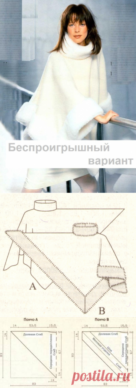 Шьем пончо с меховой отделкой. Выкройка и описание - РУКОДЕЛИЕ - Каталог статей - Персональный сайт