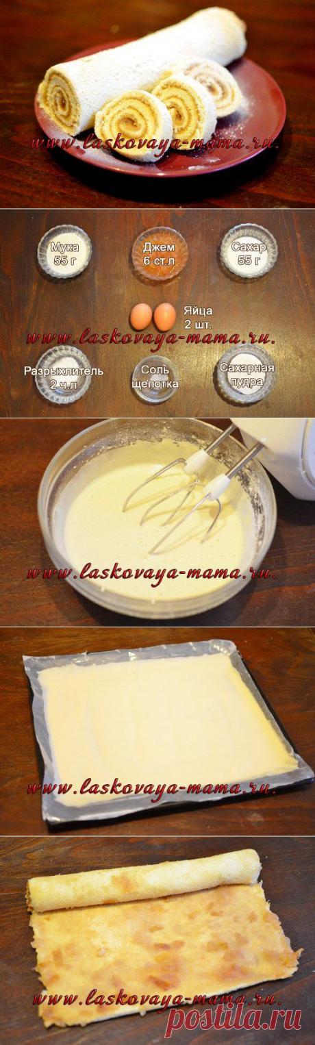 Быстрый бисквитный рулет к чаю "Звонок в дверь".