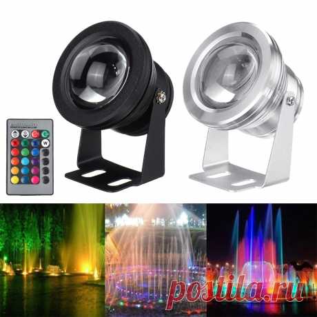 10w led rgb underwater submersible light aquarium fountain pond pool lamp+remote control 85-265v Sale - Banggood.com