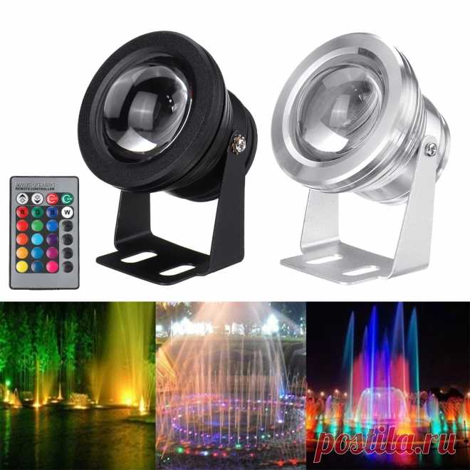 10w led rgb underwater submersible light aquarium fountain pond pool lamp+remote control 85-265v Sale - Banggood.com