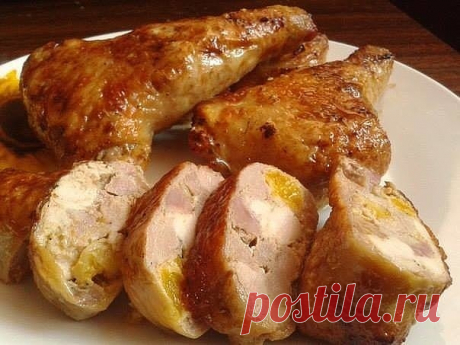 Как приготовить фаршированные куриные окорочка - рецепт, ингредиенты и фотографии