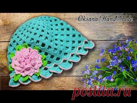 Шапка панамка &quot;Весна&quot;. МК вязание крючком. Crochet