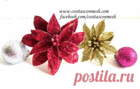 Flores navideñas con cajas recicladas y diamantina ~ cositasconmesh