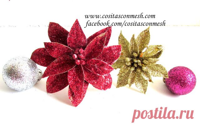 Flores navideñas con cajas recicladas y diamantina ~ cositasconmesh