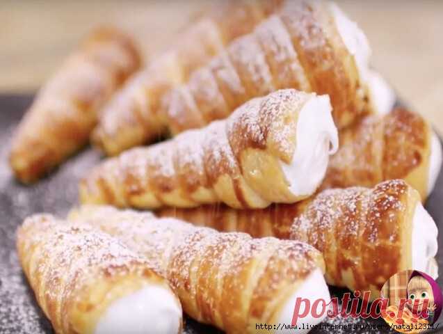 Слоёные трубочки со сливочным кремом - очень просто и быстро!