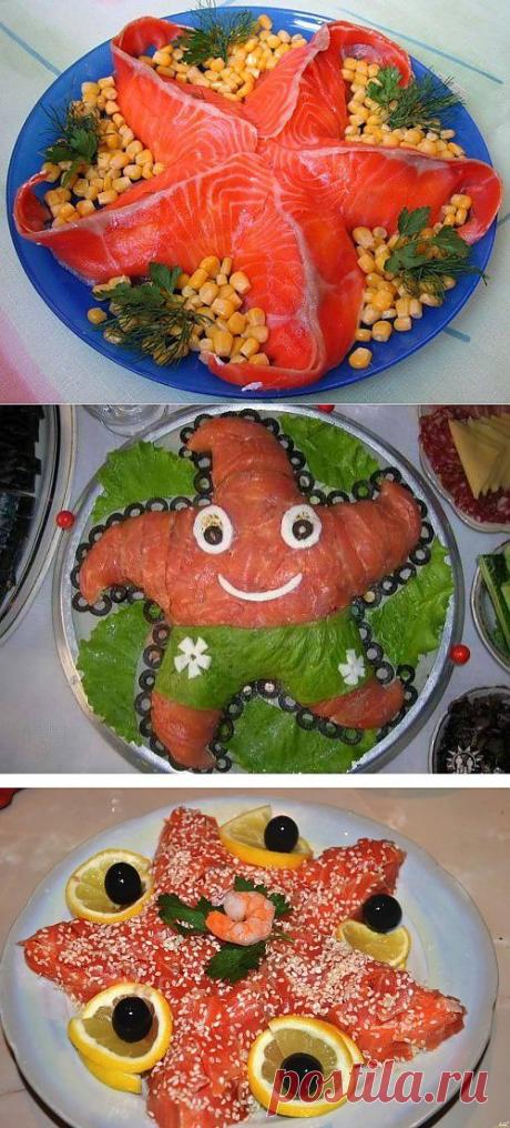 6 праздничных салатов с красной рыбой: собираем и оформляем морскую звезду / Простые рецепты