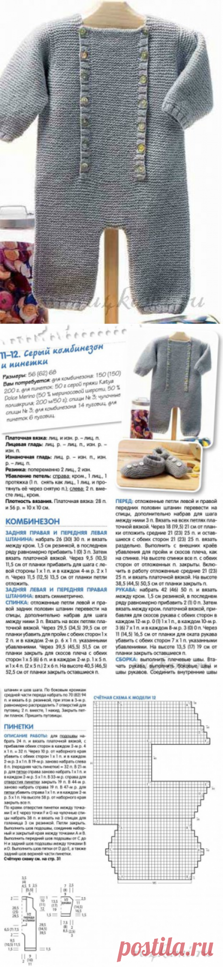 Серый комбинезон спицами » Сайт &quot;Ручками&quot; - делаем вещи своими руками