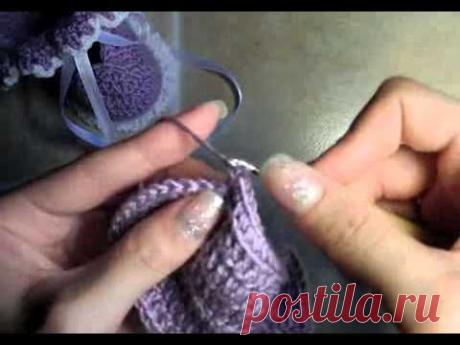 4 Как связать красивые пинетки, бортики, 1, 2 ряды