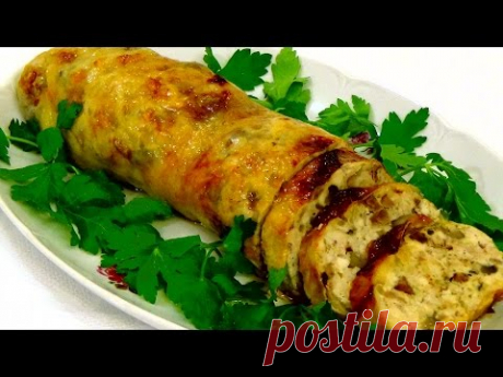 Куриный рулет с грибами и печенью. Пошаговый видео рецепт. - YouTube