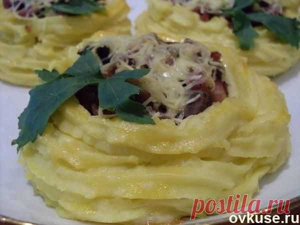 корзиночки из картофельного пюре с грибным фаршем. - Простые рецепты Овкусе.ру