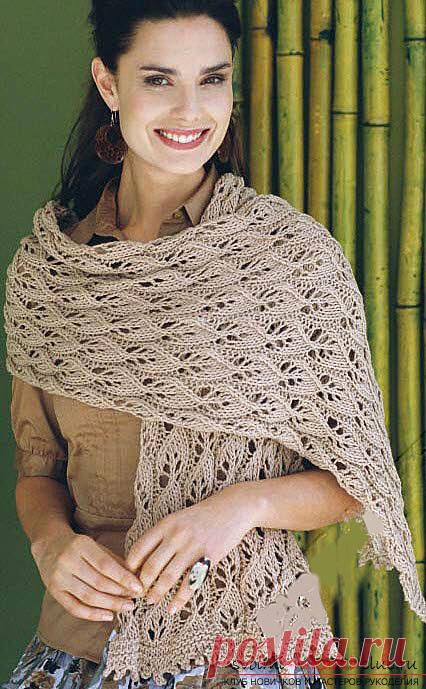 Вязание женских ажурных палантинов спицами по схеме с описанием и фото бесплатно
