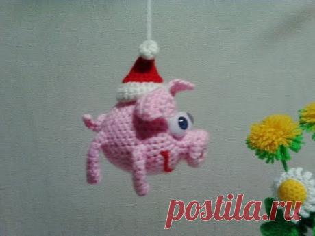 Брелок - поросенок Хрю! Keychain - piggy oink!  Amigurumi. Crochet.  Амигуруми. Игрушки крючком.