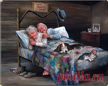 А утром, просыпаясь до рассвета, Прислушаюсь к дыханью твоему, Вдруг улыбнусь и тихо обниму. Когда мне будет восемьдесят пять, С тебя пылинки буду я сдувать, Твои седые букли поправлять