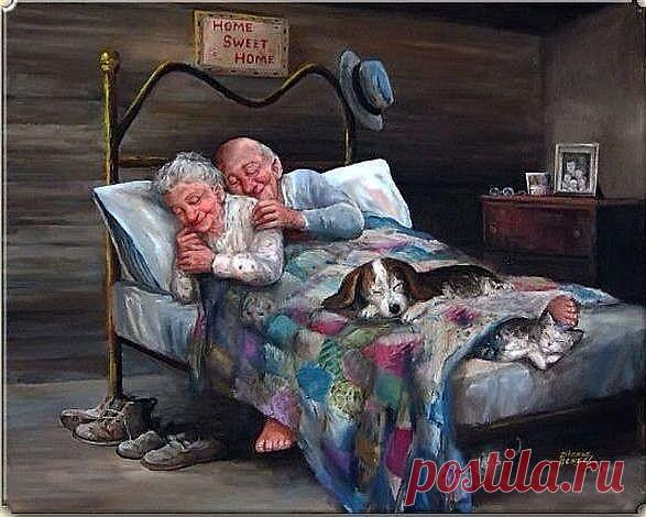 А утром, просыпаясь до рассвета, Прислушаюсь к дыханью твоему, Вдруг улыбнусь и тихо обниму. Когда мне будет восемьдесят пять, С тебя пылинки буду я сдувать, Твои седые букли поправлять