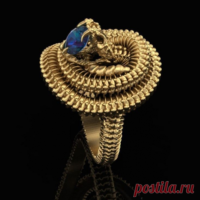 Кольцо. Змея. Женское кольцо. Топаз. Золото.