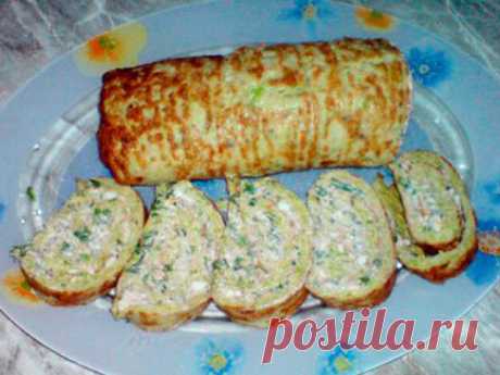 Рулет из кабачков с сыром и чесноком