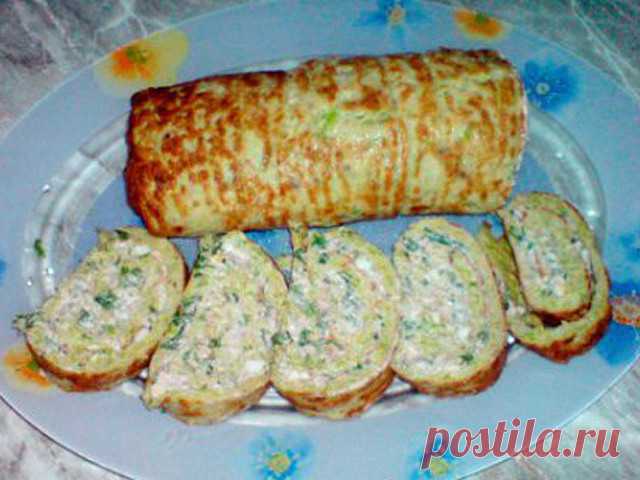 Рулет из кабачков с сыром и чесноком