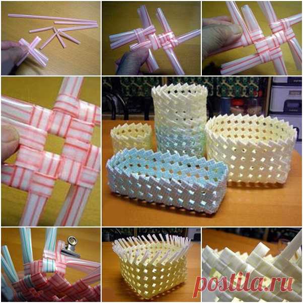 DIY питьевой соломы корзины Организатор