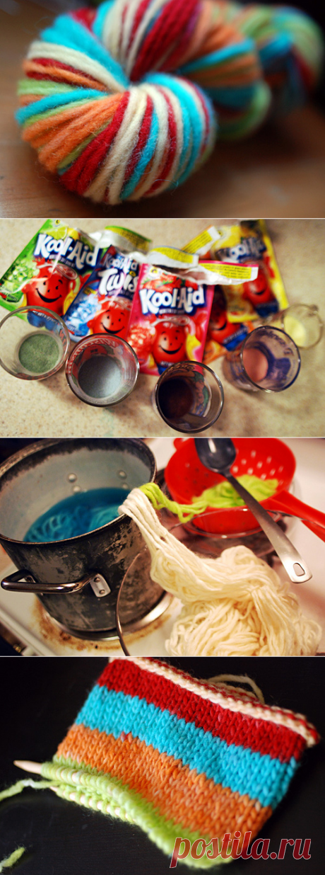 Интересная окраска пряжи. МК
do stuff! &amp;raquo; Make long stripes in your hand-dyed yarn!