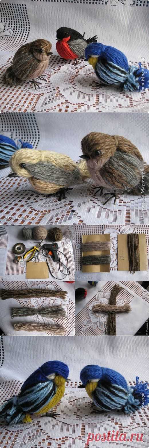 Синички и воробушки из пряжи. Мастер-класс. | Подружки
