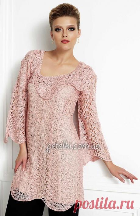 Нарядная туника для любой фигуры. Описание, схема вязания