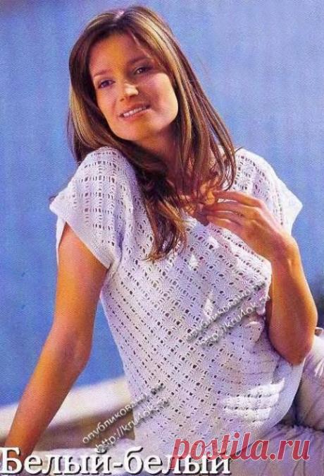 Пуловер ажурный с короткими рукавами