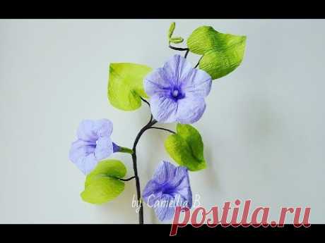 DIY- Paper Morning Glory Flowers from crepe paper - Hoa bìm bìm giấy nhún