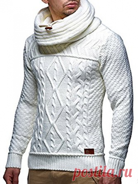 LEIF NELSON Men's Knitted Pullover Small White at Amazon Men’s Clothing store: