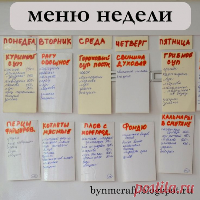 Как составить меню на неделю