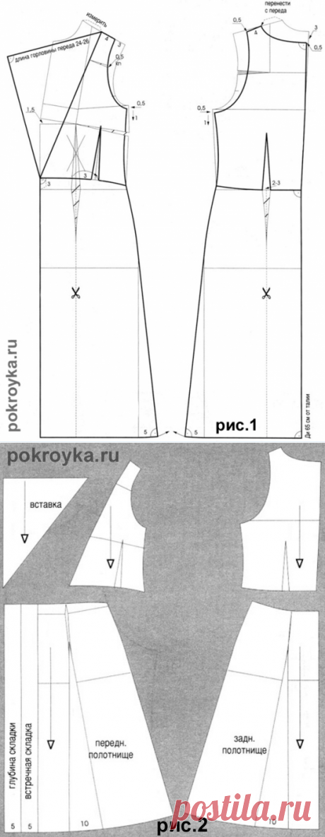Выкройка платья с римскими складками (радиальной драпировкой)