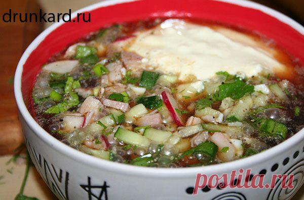 Окрошка с копчёной курицей и перепелиными яйцами | Три повара