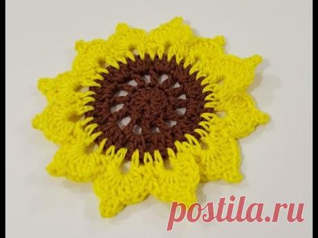 Crocheted flower 33   Sunflower - YouTube