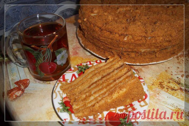 Медовик с заварным кремом - нежный, пропитанный, большой...