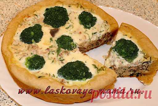Пирог с консервированной горбушей и брокколи в мультиварке