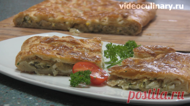Пирог с капустой из слоёного теста – Рецепт Бабушки Эммы Русская кухня издавна славилась Пирогами и пирожками. Бабушка Эмма предлагает Видео и Фото рецепт очень вкусного Пирога с капустой из слоёного теста