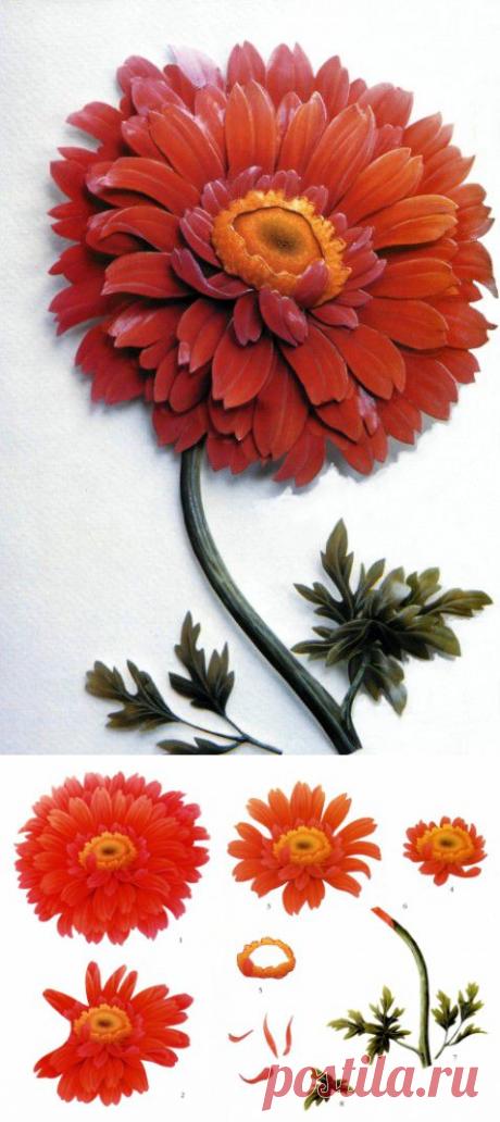 (+1) тема - Гербера в технике объемного декупажа | СВОИМИ РУКАМИ